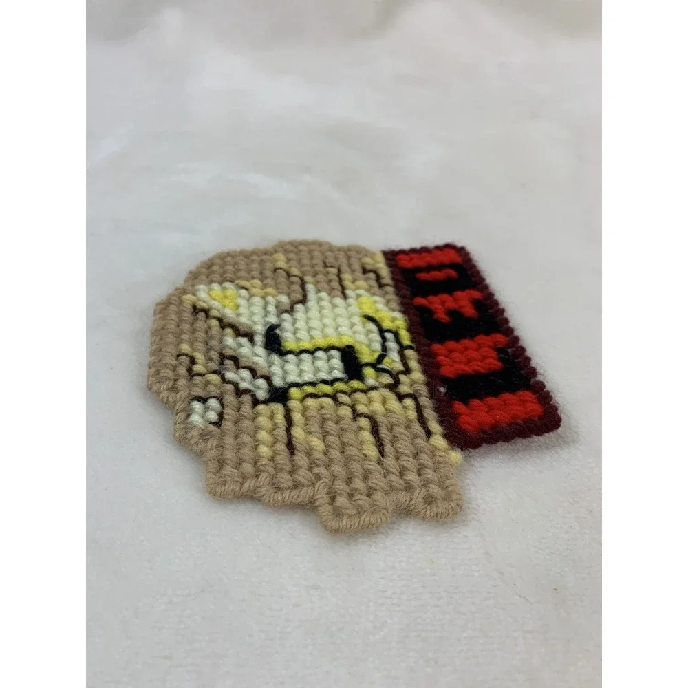 Vintage Leo Horoscope‎ Sign Lion Handmade Needlepoint Plastic Canvas Magnet OOAK